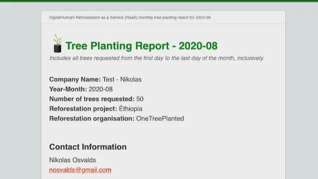 digitalhumani reforestation monthly email